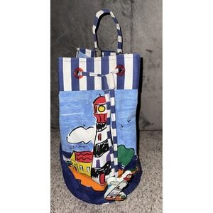 Sally Hess Lighthouse Canvas Tote Barrel Bag Backpack‎